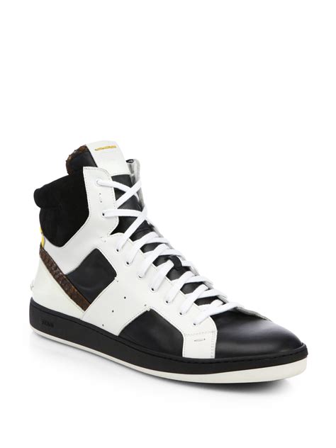 fendi mens black sneakers for sale|Fendi high top sneakers men's.